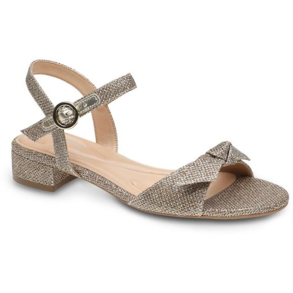 Easy Spirit GINOVA 2 Canvas Gold Block Heel Embellished Bow Strappy Sandals 8.5 - Picture 1 of 8